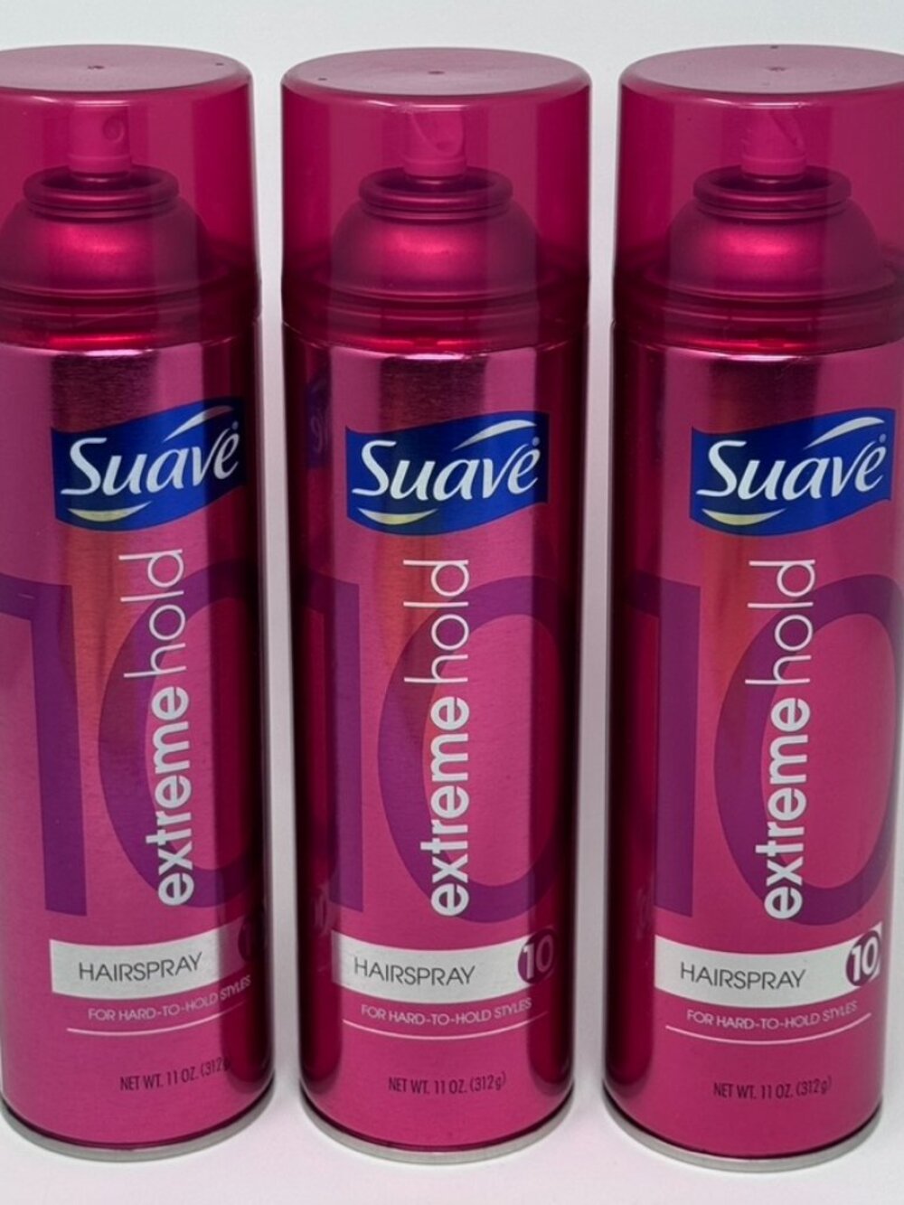 LOT of 3 Suave Extreme Hold Hairspray #10 Hard To Hold Styles, 11oz NEW